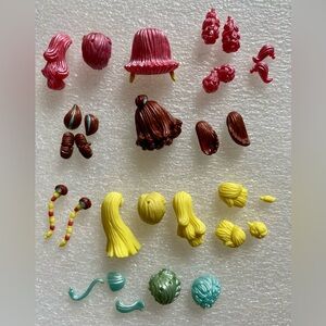 Mixed Lot of Polly Pocket "Pop 'N Style" Wigs, Hairpieces and Accessories